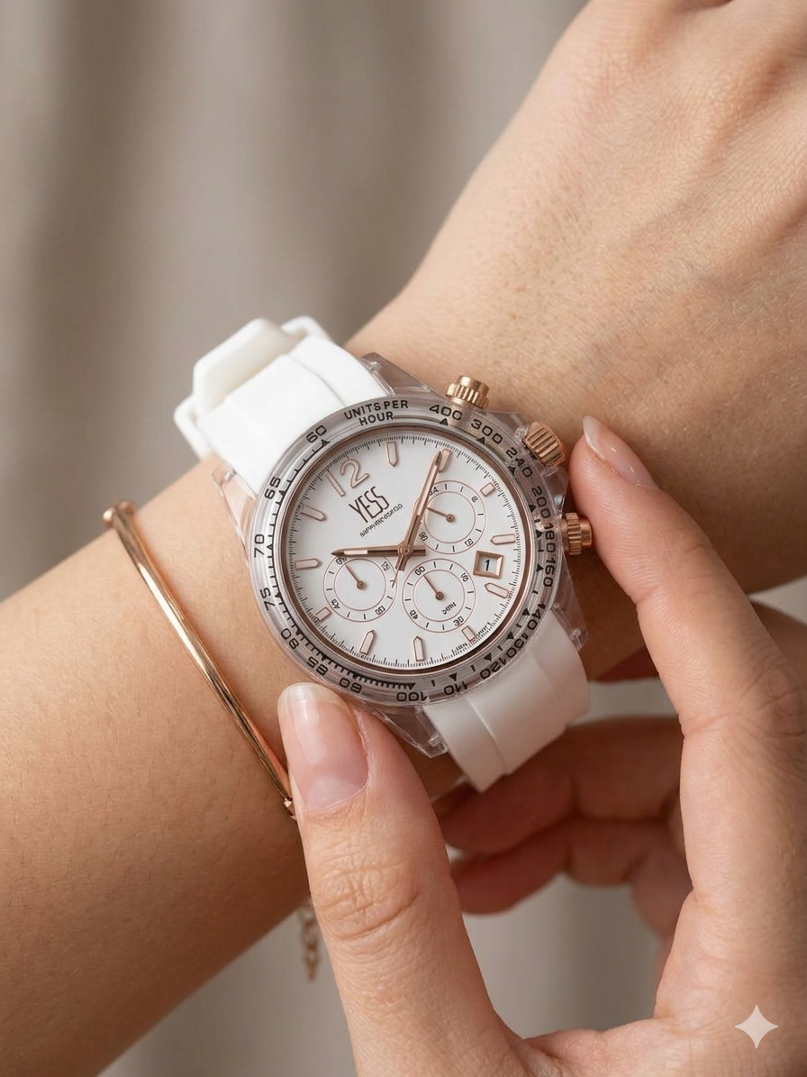 Reloj Yess Chrono Sport – Elegancia en Goma para Dama